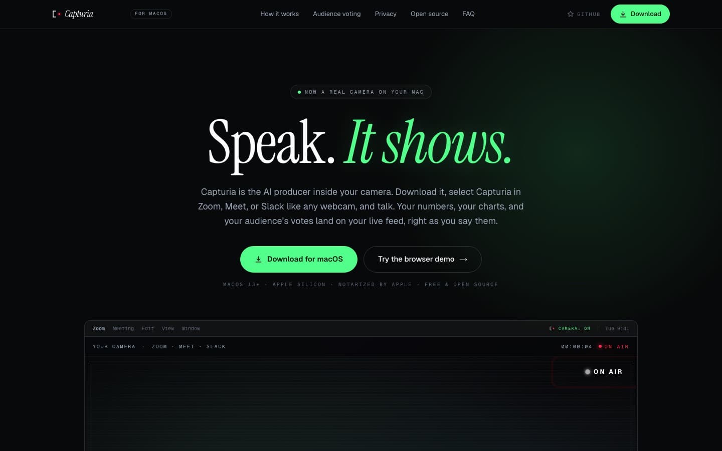Capturia home page